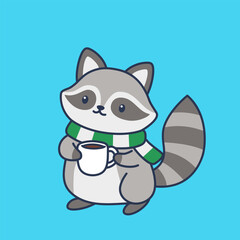 Cute Raccoon Cartoon Illustration Vector