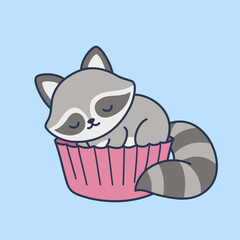 Cute Raccoon Cartoon Illustration Vector