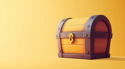 Cartoon Treasure Chest on Yellow Background