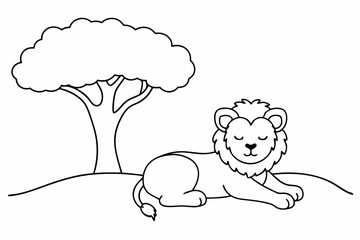 Lion cub and a tree
