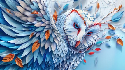 Obraz premium Papercraft of Barn Owl with Wing Open