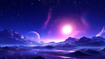  purple futuristic galaxy design 3D illustration 