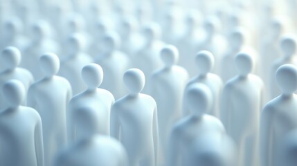 Obraz premium 3D-rendered group of small figures symbolizing teamwork working together on a single project within a minimalistic environment