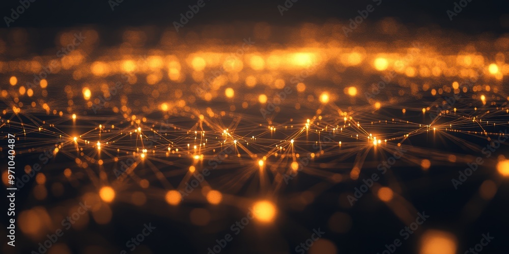 Poster a mesmerizing display of interconnected lights, creating a stunning visual of technology and innovat