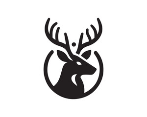 Obraz premium Deer logo vector template. Deer head icon symbol vector illustration. Deer silhouette logo black and white.