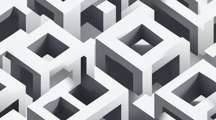 Isometric gray design on a white backdrop