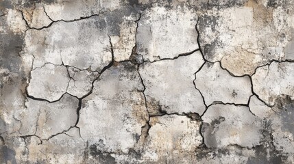 Close-up of grunge texture with cracks and distressed patterns in neutral tones, creating a raw industrial design