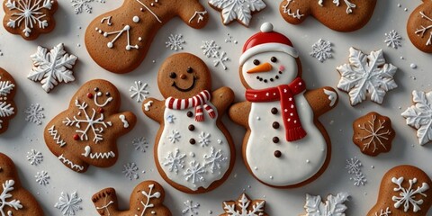 Traditional Christmas Cookies. Top View. New Year Wallpaper. Generated by AI.