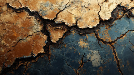 Digital image of an oil spill on cracked earth. 