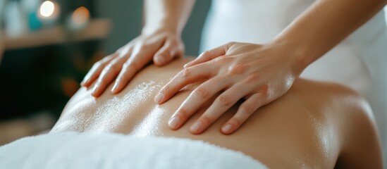 Naklejka premium Professional massage therapy at spa retreat for spring relaxation and wellness