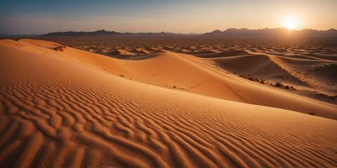 Panorama landscape of orange sand dune desert.