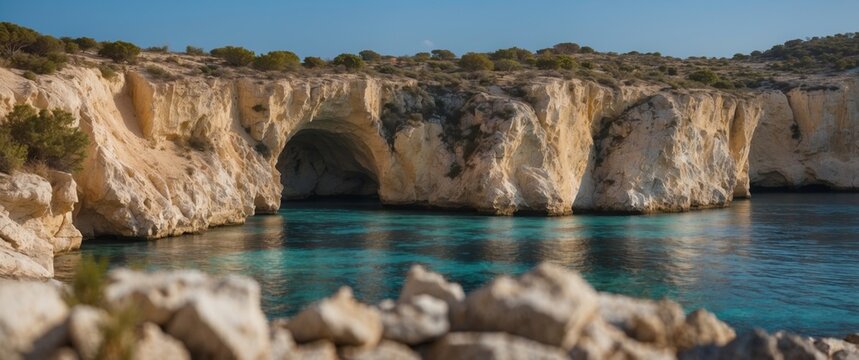 Crystal Clear Waters and Limestone Cliffs in Malta.