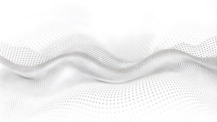 Grey white abstract background with flowing particles. Digital future technology concept. Futuristic modern backdrop design for business, presentation, ads, banner, website, landing page