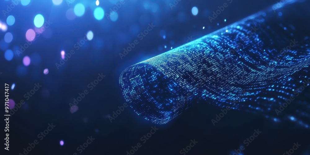 Aufkleber abstract digital wave pattern with glowing particles, suitable for technology and innovation themes.
