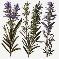 
Here’s a revised and extended version of your title:

"Detailed Vintage Botanical Illustration of a Rosemary Plant, Isolated on a Transparent Background for Versatibunch of lavender isolated on white