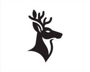 Deer logo vector template. Deer head icon symbol vector illustration. Deer silhouette logo black and white.