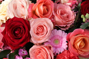 Group of white roses, wedding decorations