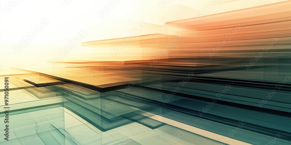 Poster dynamic abstract layers with soft colors and a modern feel, perfect for backgrounds, technology them