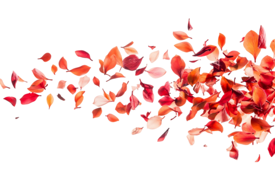 red rose petals on transparent background