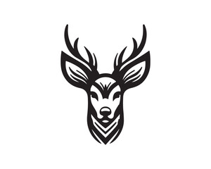 Deer logo vector template. Deer head icon symbol vector illustration. Deer silhouette logo black and white.