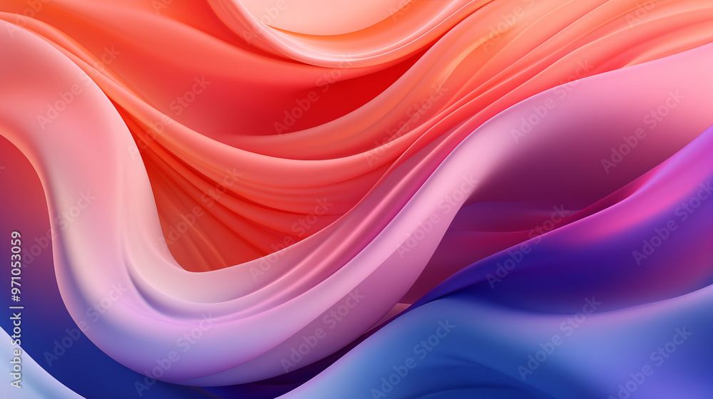 Poster flowing lines and dynamic color transitions in contemporary design