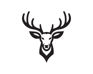 Deer logo vector template. Deer head icon symbol vector illustration. Deer silhouette logo black and white.