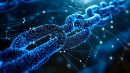 Obraz premium Futuristic blockchain technology concept with interconnected lines