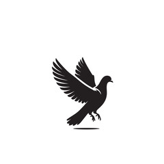Fototapeta premium Pigeon bird silhouette. Pigeon logo, icon. Pigeon vector design isolated on white background.