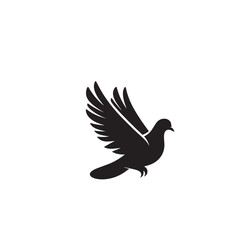 Fototapeta premium Pigeon bird silhouette. Pigeon logo, icon. Pigeon vector design isolated on white background.