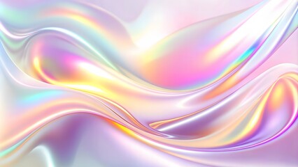 Obraz premium Holographic abstract pastel colors backdrop. Hologram gradient neon color. Foil effect. Rainbow graphic. Psychedelic iridescent modern background. Colorful psychedelic Abstract. Pastel color waves for