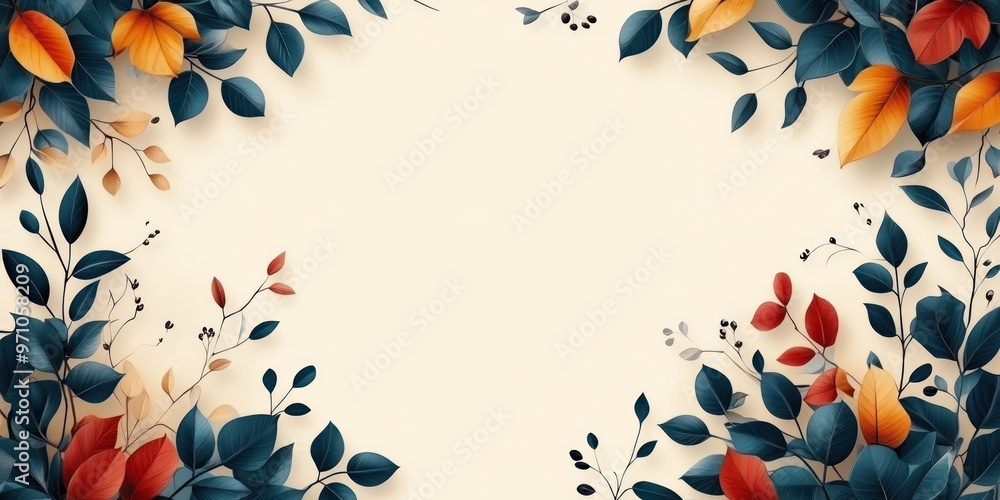 Poster Autumnal Floral Frame