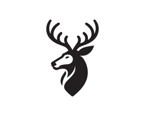 Deer logo vector template. Deer head icon symbol vector illustration. Deer silhouette logo black and white.