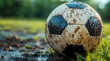 an Close-up of a soccer ball, emphasizing its texture and the sport’s dynamic nature.