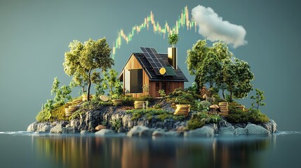 Sustainable city with green buildings and a thriving ecosystem.