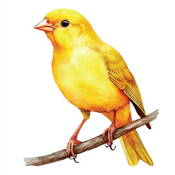 recommend clip art: cute Canary Bird watercolor clipart illustration isolated