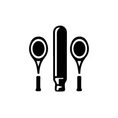 Dynamic tennis racket icon captures the powerful swing and competitive spirit of the game, perfect for sports branding and athletic promotions