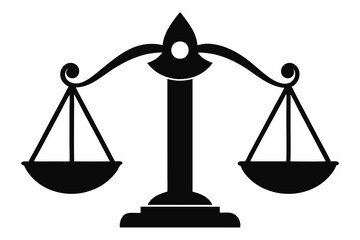 judge scale silhouette vector, judge scale icon style white   bacground