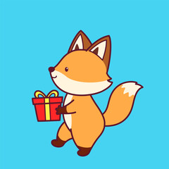 Cute Fox Cartoon Illustration Vector