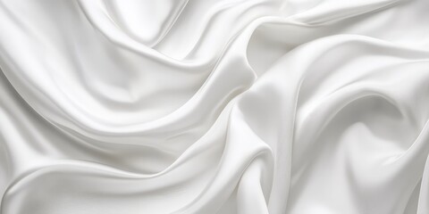 Fototapeta premium Abstract white crumpled fabric texture background with soft folds, perfect for product mockups, textile designs, or minimalist visual projects that require a clean and elegant fabric texture.