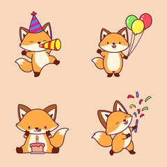 Cute Fox Cartoon Illustration Vector