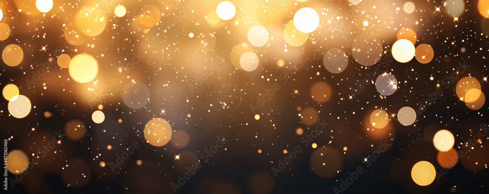 Poster a beautiful abstract serene background featuring floating bokeh lights in warm golden tones, creatin