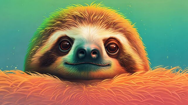 A cute sloth peeking out with an adorable expression