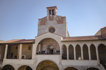 Fototapeta premium Perpignan, France - 24 Aug, 2024: Palace of the Kings of Majorca (Palais des Rois de Majorque), a tourist landmark in Perpignan, France