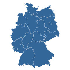 Vector outline map of Germany divided into states