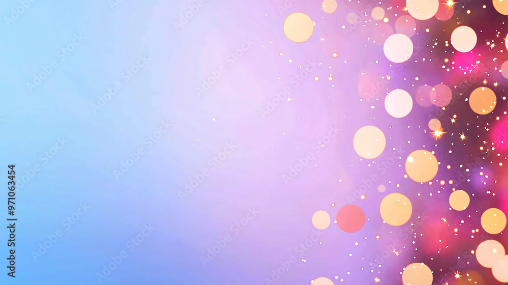 Poster a whimsical background filled with tiny floating spheres and sparkles, creating dreamy atmosphere. s
