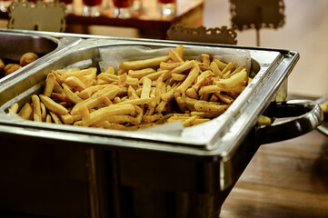 french fries in a bowl, chips, french fries,  french fries background, fat food, fast food