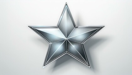 Obraz premium Silver glass star on white background, symbolizing excellence and achievement
