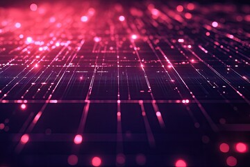 Fototapeta premium Abstract digital background with glowing lines and particles in vibrant pink and purple tones, ideal for technology themes.