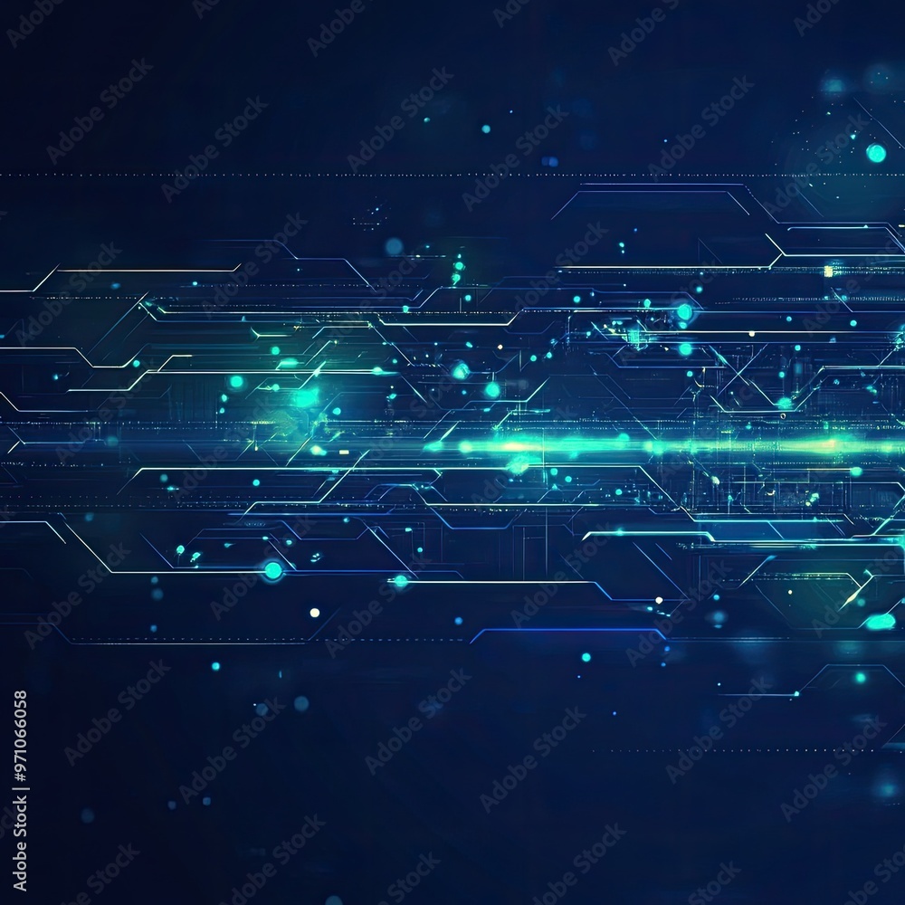 Aufkleber dynamic digital circuit background with glowing particles and lines, ideal for technology, science, 