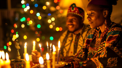 People in traditional African attire celebrating with candles. Cultural festival, community gathering, and heritage concept.